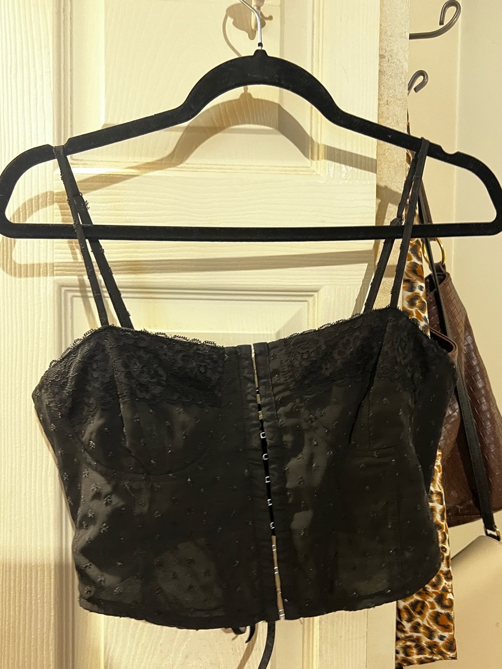 Pacsun Size Medium Black Lace Trim Bustier Crop Top
